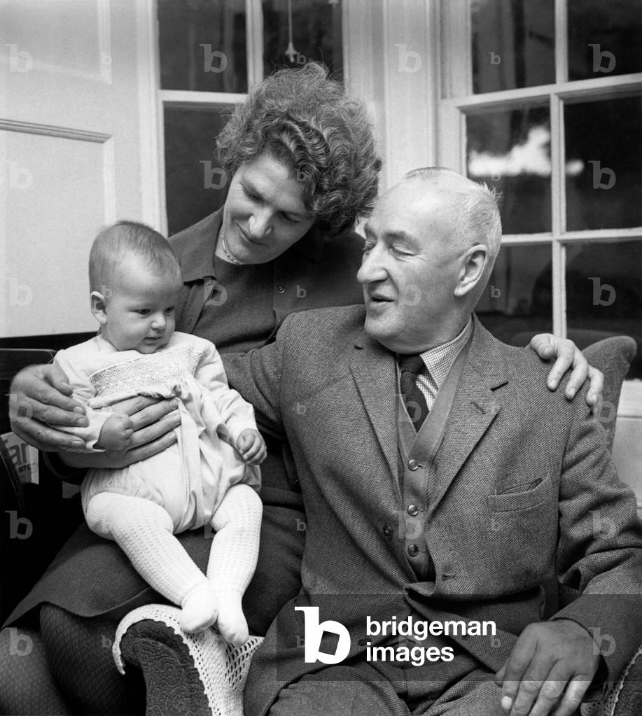 79 Year old George Robert Smith a former Lieutenant Colonel with his 38 year old wife Netta and 5 month old baby son George Robert, October 1968