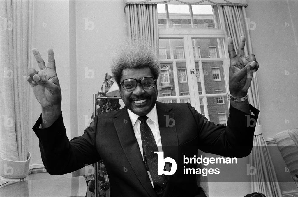 Flamboyant Boxing promoter Don King. 15th July 1986 (b/w photo)