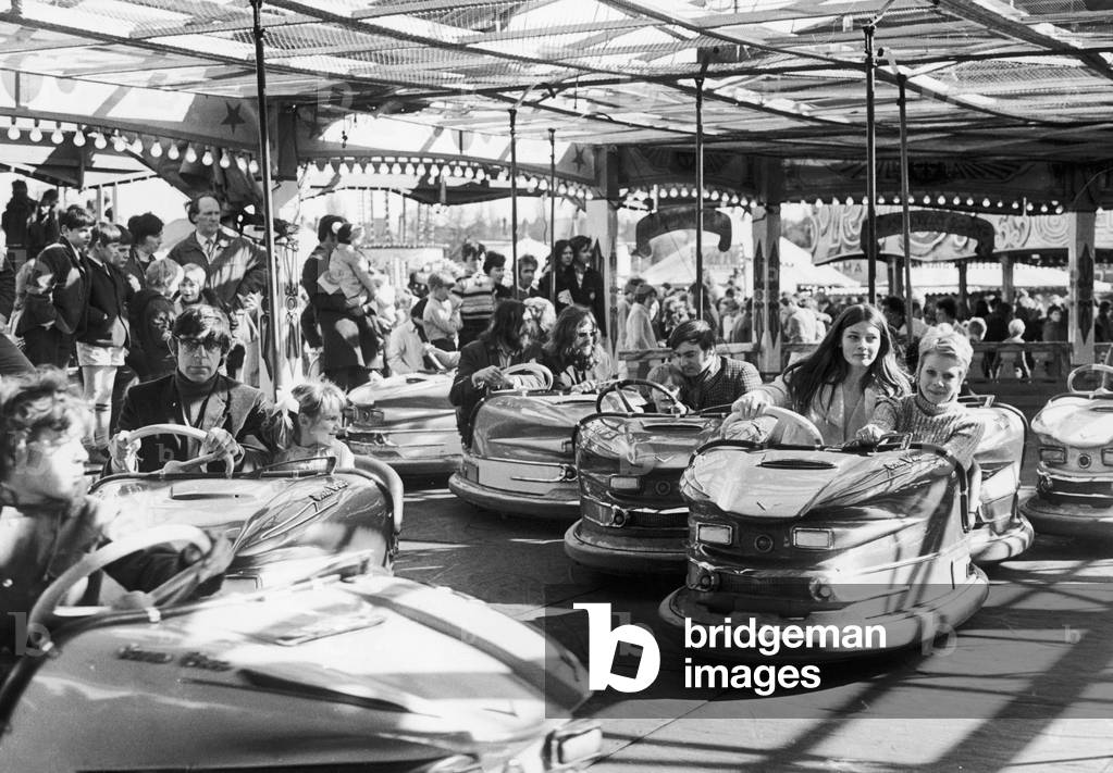 The Dodgems at the Easter Fair on Hearsall Common, Coventry 3rd April 1972 (b/w photo)