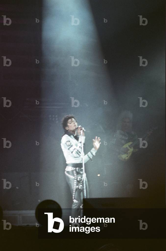 Michael Jackson seen here after performing on stage at Wembley during the Bad concert tour 14th July 1988 (photo)
