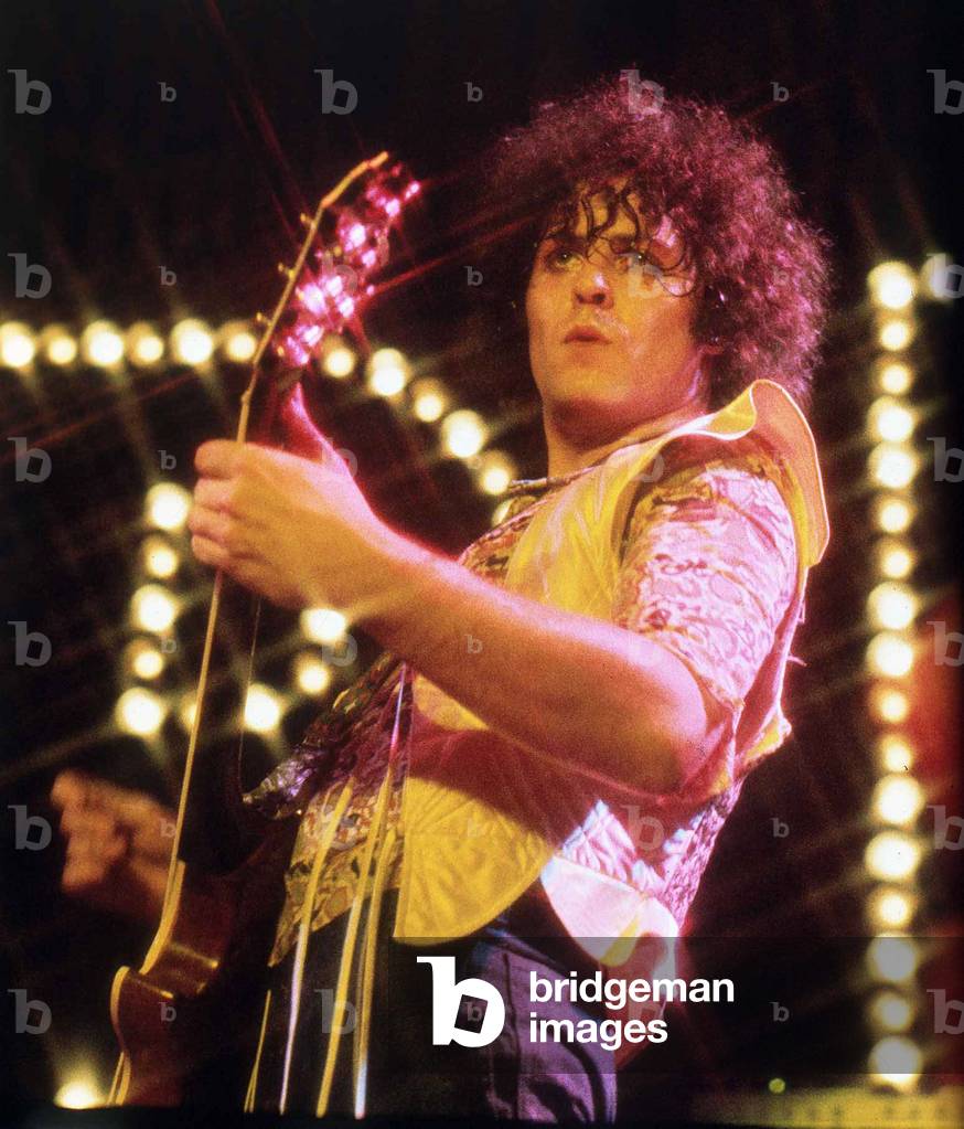 Marc Bolan lead singer with the pop group T Rex, 1974 (photo)