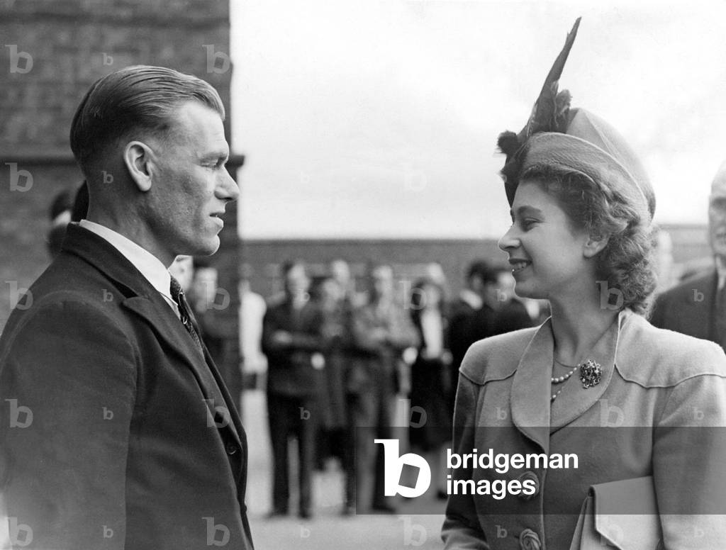Queen Elizabeth II, Princess Elizabeth visits Finchale Abbey Centre for Disabled Persons where she opened a new wing, 23/10/1947