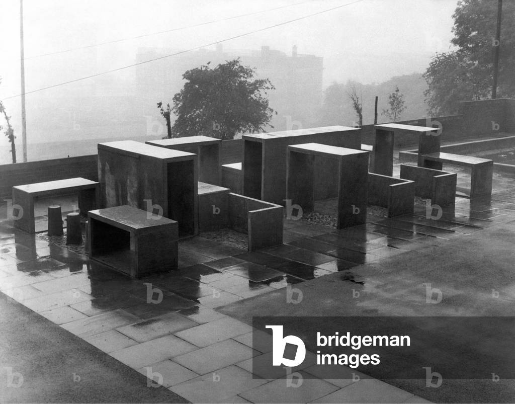 The high rise flats at Cruddas Park Housing Estate in Newcastle 2 July 1963, the concrete adventure playground - not ideal for young children!