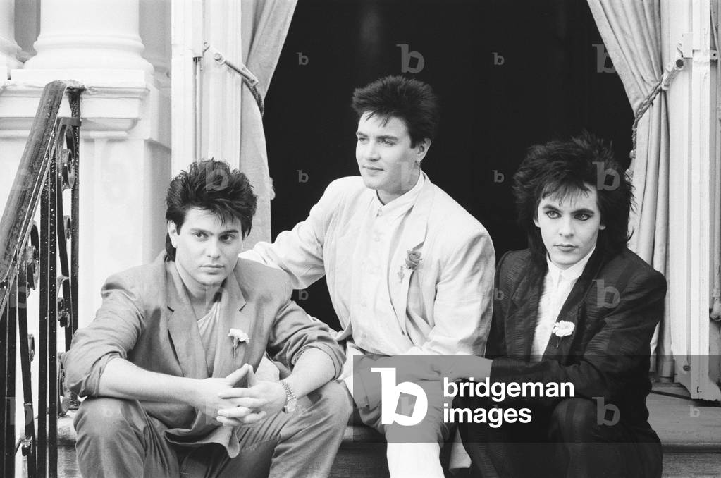 Photo-call, A View to a Kill, new James Bond film, with theme tune by music group Duran Duran, 13th June 1985 (b/w
