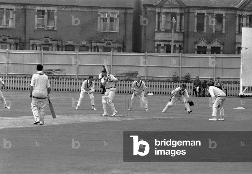 Courtaulds cricket ground, Lockhurst Lane, Foleshill, Coventry. Warwickshire CCC v Surrey CCC., match action.
16th July 1966