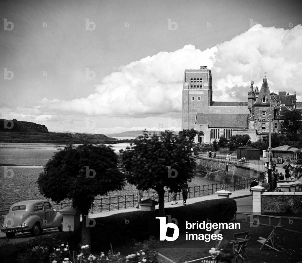 St Columba's Cathedral, Oban, a resort town within the Argyll and Bute council area of Scotland. 23rd August 1951 (b/w photo)