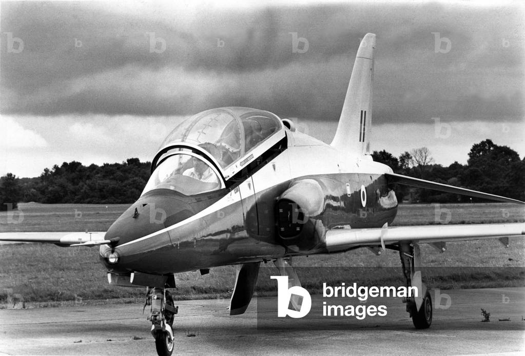 The Hawker Siddley Hawk trainer / ground attack aircraft, was rolled out for the first time at the company's airfield at Dunsfld in Surrey. 12th August, 1974 (b/w photo)