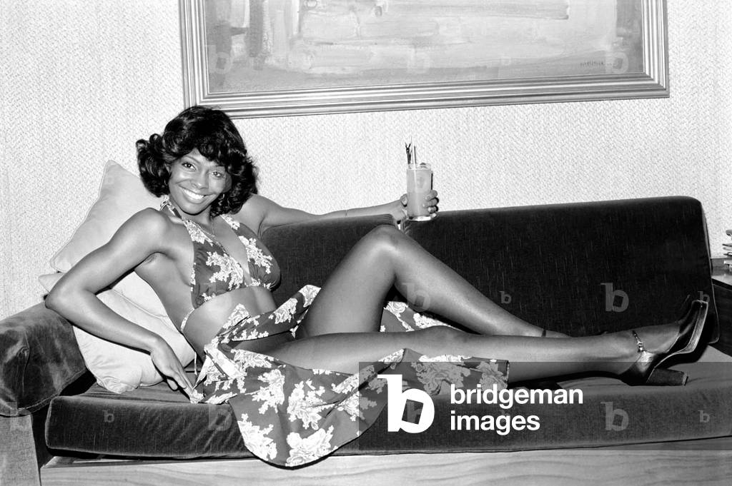 Bunny girl. Angie Chester (22), January 1975 (b/w photo)