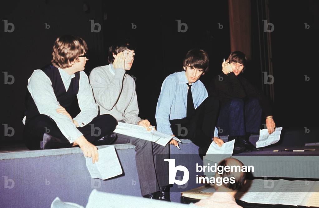 British pop group The Beatles rehearsing at London palladium for 