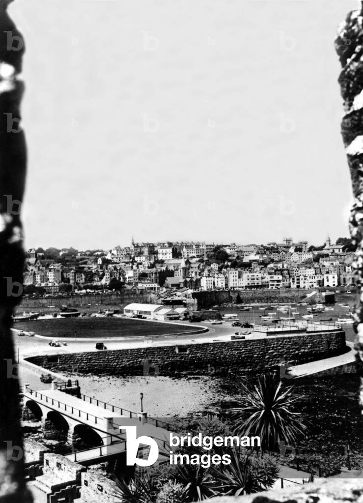St Peter Port as seen from Castle Cornet on Guernsey, Channel Island 1 March 1975 circa