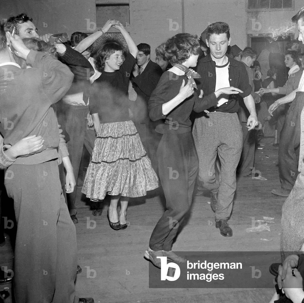 Dancing at an all night Jazz session at the Cy Laurie Jazz Club, March 1956 (b/w photo)