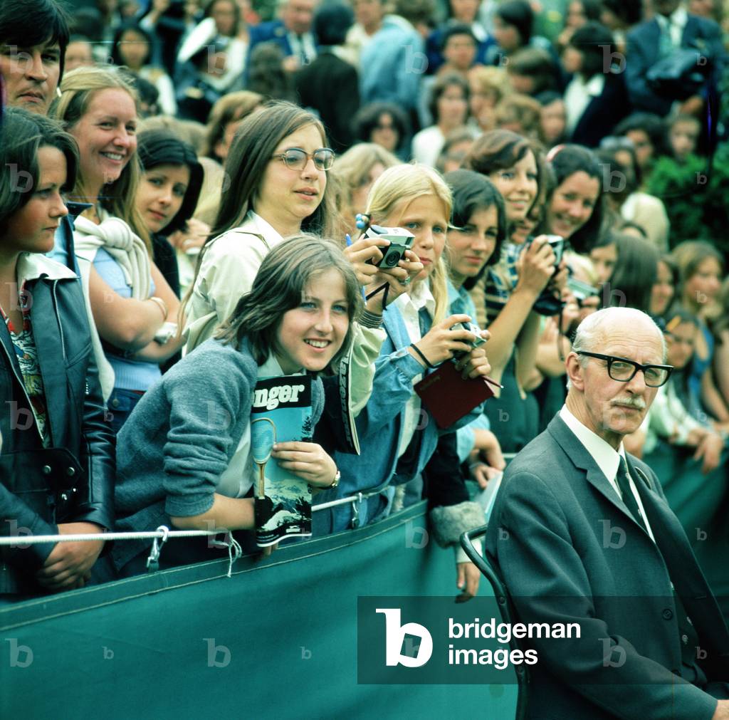 Female fans watching Bjorn Borg at Wimbledon 1975.