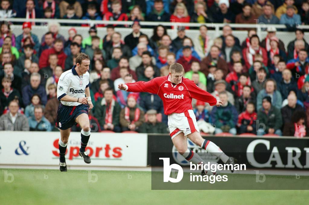 Middlesbrough v Bolton Wanderers, Premier League, final score 4-1 to Bolton Wanderers. Played at the Riverside Stadium. 17th February 1996 (photo)