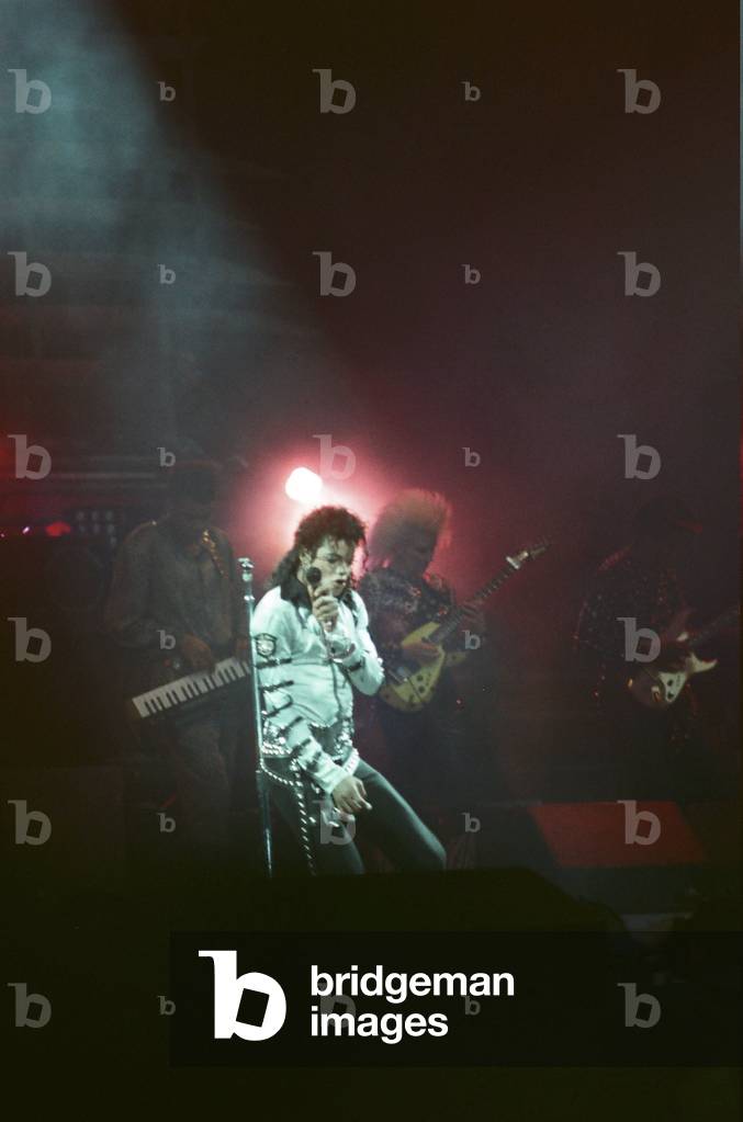 Michael Jackson seen here after performing on stage at Wembley during the Bad concert tour 14th July 1988 (photo)
