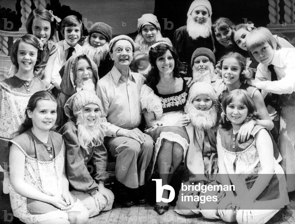 Actor, comedian and Carry On star, Charles Hawtrey, who was appearing at the Empire Theatre, Sunderland, in the pantomine 'Snow White and the Seven Dwarfs'. 10th November, 1975 (b/w photo)