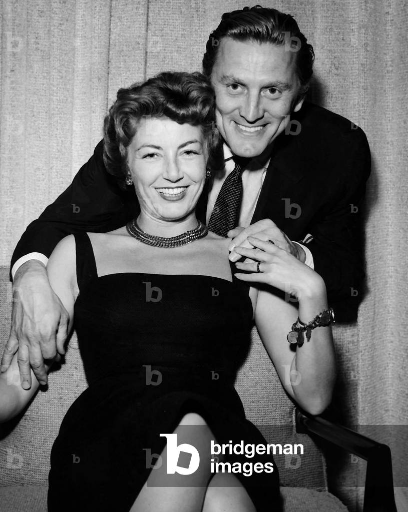 Kirk Douglas American actor and his wife Anne 1954 (b/w photo)
