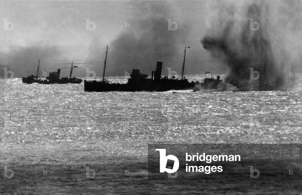 World War II. Shipping. Merchant ships shelled by The German's in the English Channel. August 1940 P011676