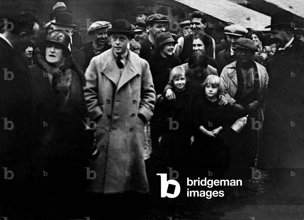 King Edward VIII - Abdicated 10 December 1936 then became the Duke of Windsor Prince of Wales visits Durham on Tyneside, 29 January 1929 (b/w photo)
