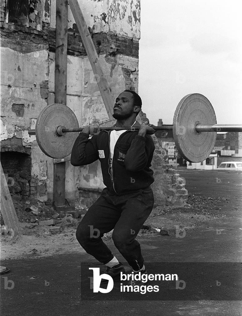 Weightlifter Louis Martin July 1965 - training after winning his gold medal at the Olympics