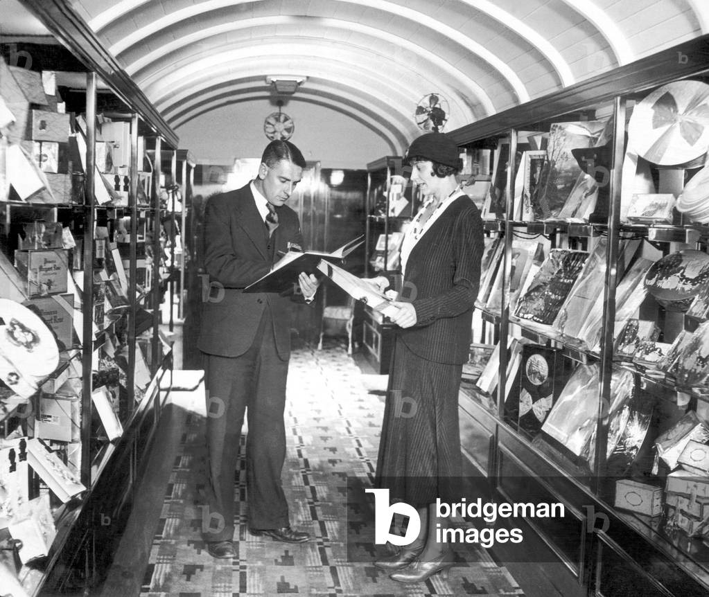 The showroom of Fry's Show Train, which will be open to public inspection during a 2000 mile tour. 31st May 1933 (b/w photo)