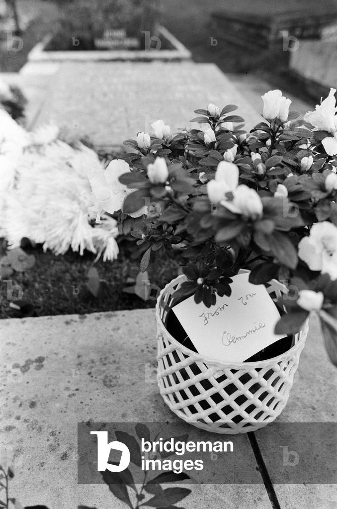 Churchill memorial service at Bladon Church, Oxon, 1974 (b/w photo)
