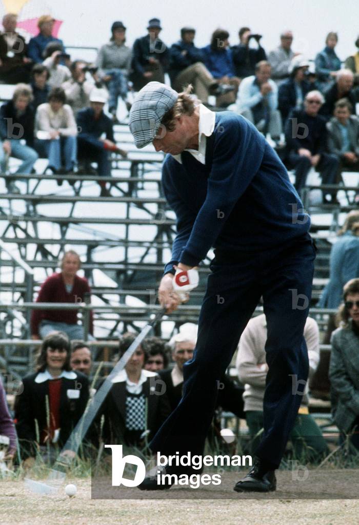 Tom Watson playing at the British Open 1975 (b/w photo)