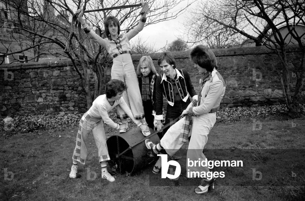 Bay City Rollers pop group in Edinburgh. 
February 1975.
