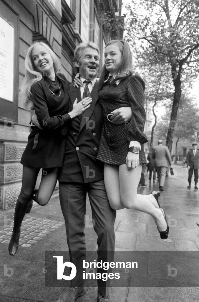 Entertainment. Theatre: Flying High that exactly what Hayley Mills will be doing shortly - across the stage the New Victoria Theatre, where she opens on the 19th of December as the 39th 'Peter Pan', Today at the Garrick Theatre Hayley met her co stars Louise Rush (20) who plays 'Wendy' and Bill Travers who plays her villainous enemy 'Captain Hook'. Bill Travers helps Hayley Mills (left) and Louise Rush to travel with their feet off the ground. November 1969