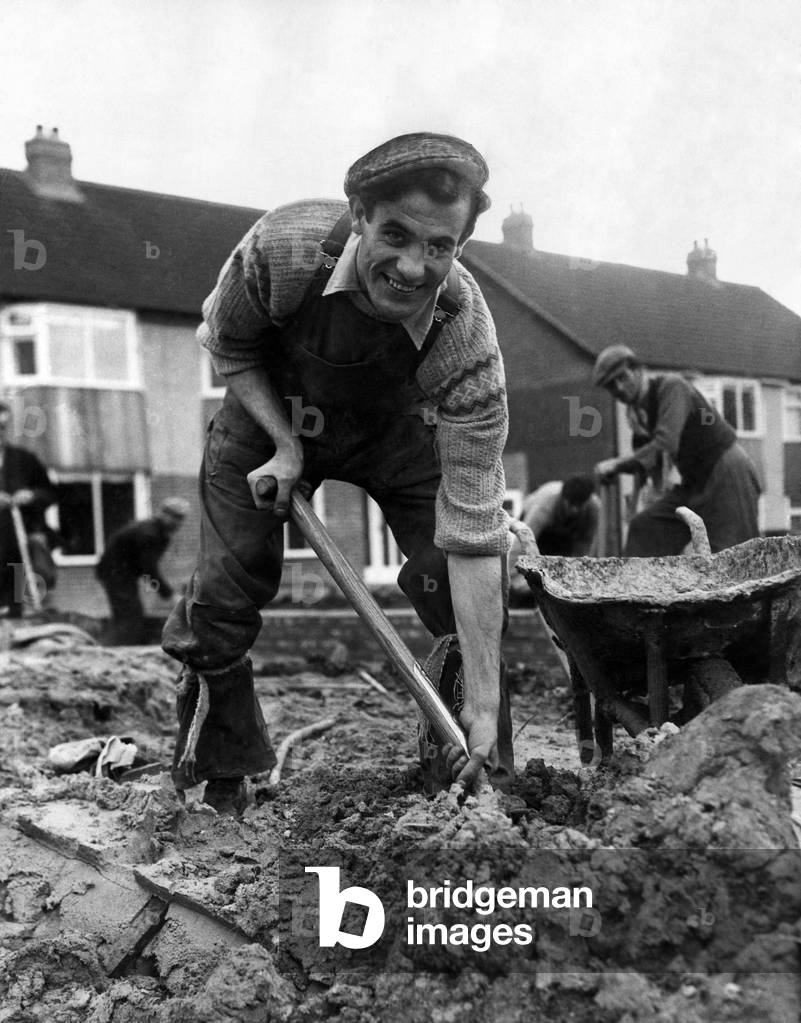 Yesterday morning 23-year-old Rikki Price, pictured above, was pushing a barrow load of cement on a Sunderland building site, November 1958