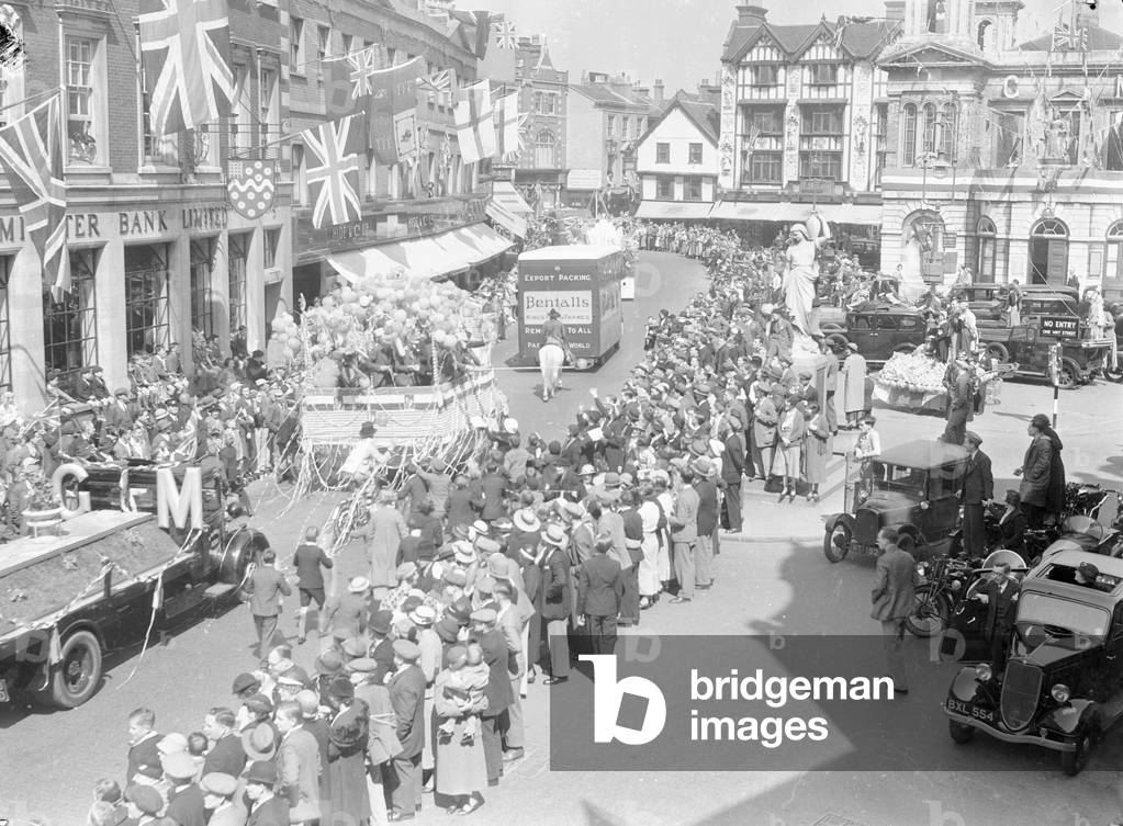 Carnival parade through Kingston in celebration of King George V silver jubilee. May 1935