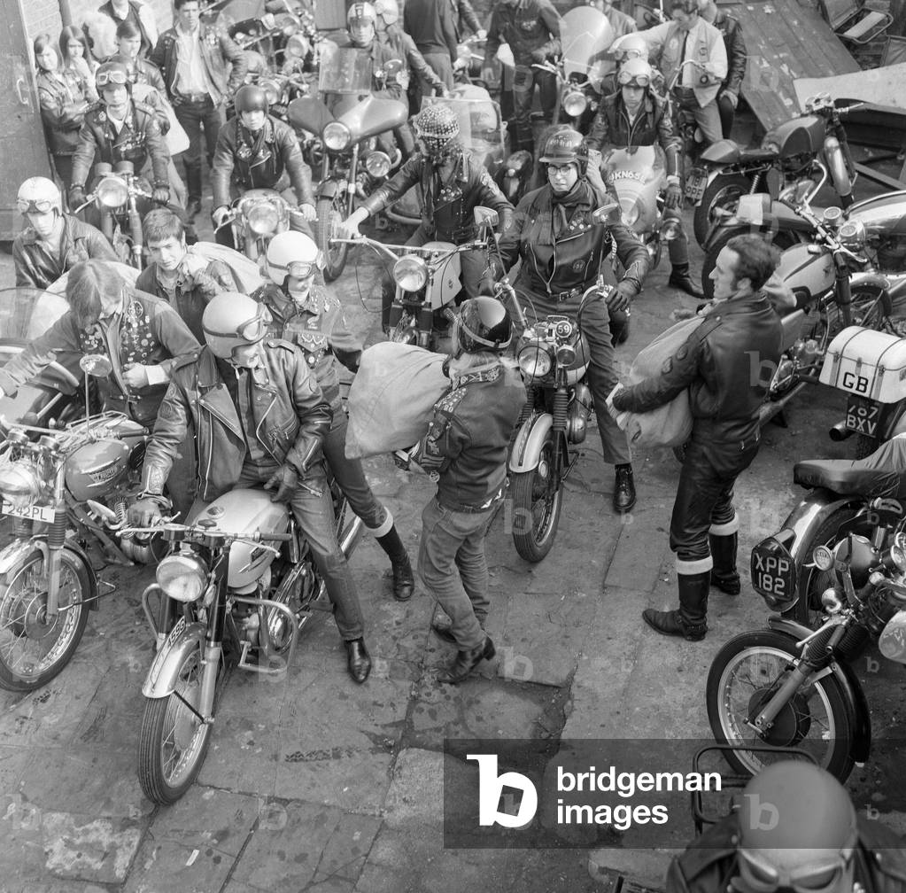 Mods and Rockers, London, October 1969 (b/w photo)