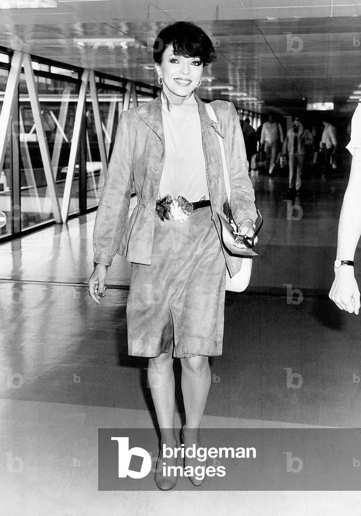 Joan Collins actress, August 1985 (b/w photo)