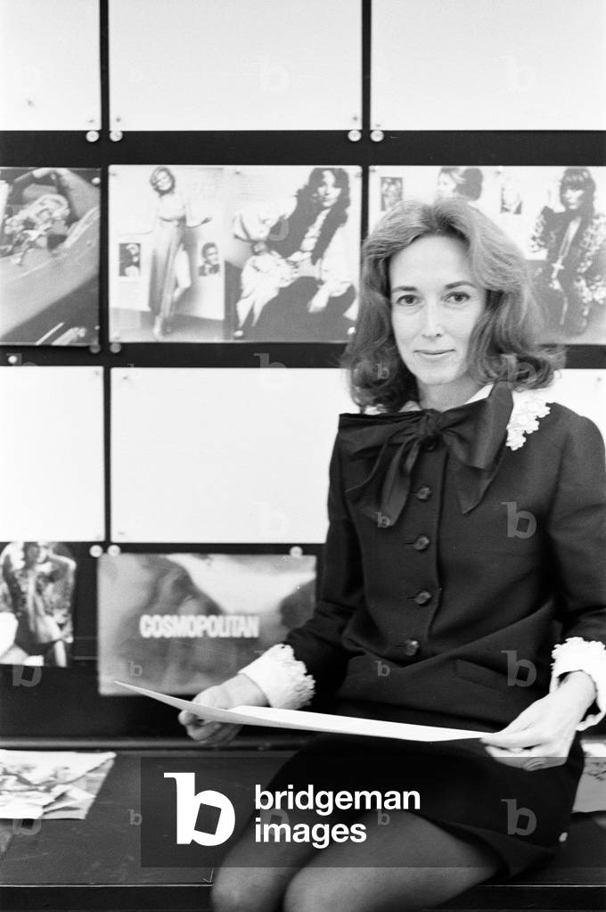 Helen Gurley Brown, February 18, 1922 to August 13, 2012, American author, publisher, and businesswoman. Notably, she was editor-in-chief of Cosmopolitan magazine for 32 years. Pictured in her New York Office, 22nd May 1970 (b/w photo)