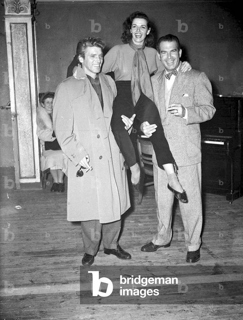 Actress Jane Russell with Burt Lancaster and Fred McMurray November 1951 (b/w photo)