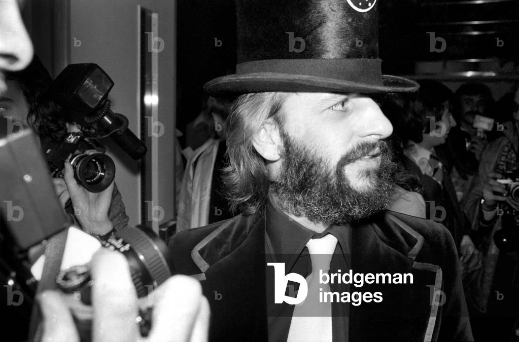 Some of the stars who attended the premiere of the Ken Russell film 'Tommy' at the Leicester Sq. Theatre last night. Ringo Starr, March 1975 (b/w photo)