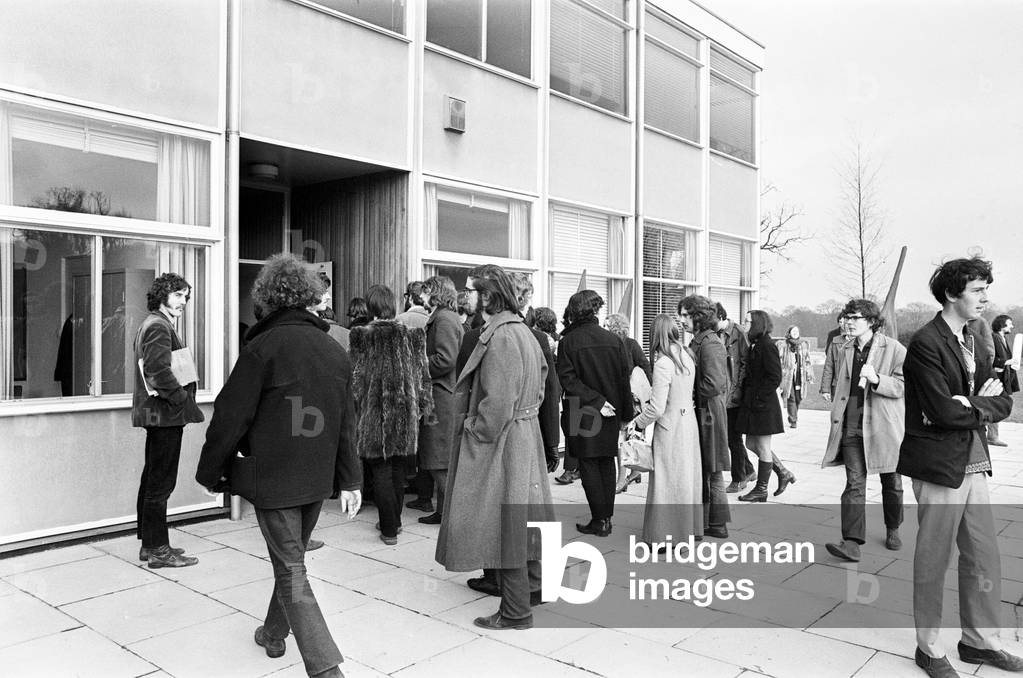 Students take over a building at the University of Warwick. 11th February 1970 (b/w photo)