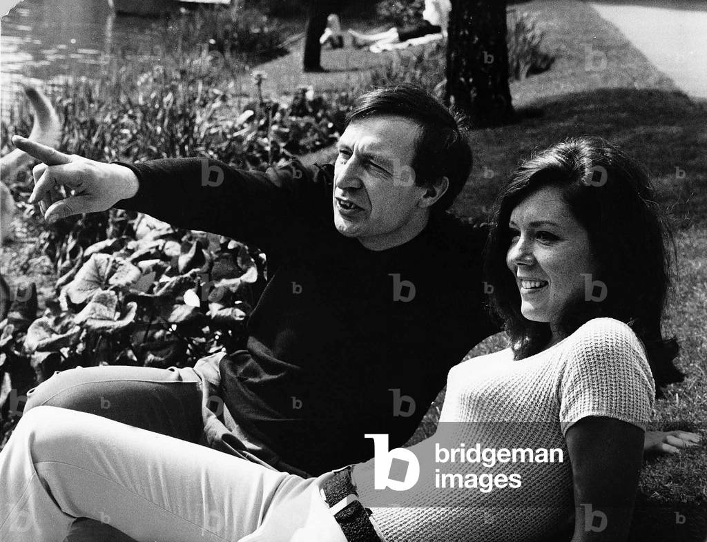 Diana Rigg actress with Clifford Williams Shakespearian Director on the river bank Stratford on Avon Diana is to play Viola in Twelth Night. 1966