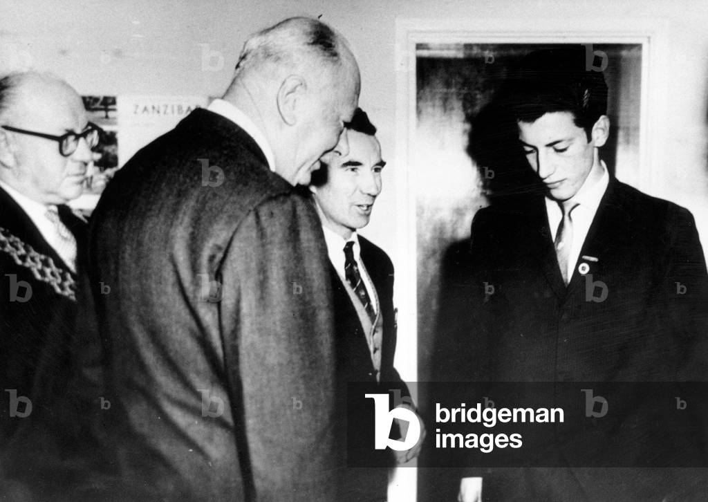 Prince Henry, Duke of Gloucester, at the official opening of Shard End Youth Club with Lord Mayor, Count Eric Edward Mole (far left). 1961.