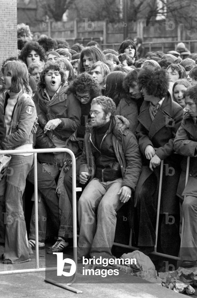 Queued for Pop Group Led Zeppelin Concert, March 1975 (b/w photo)