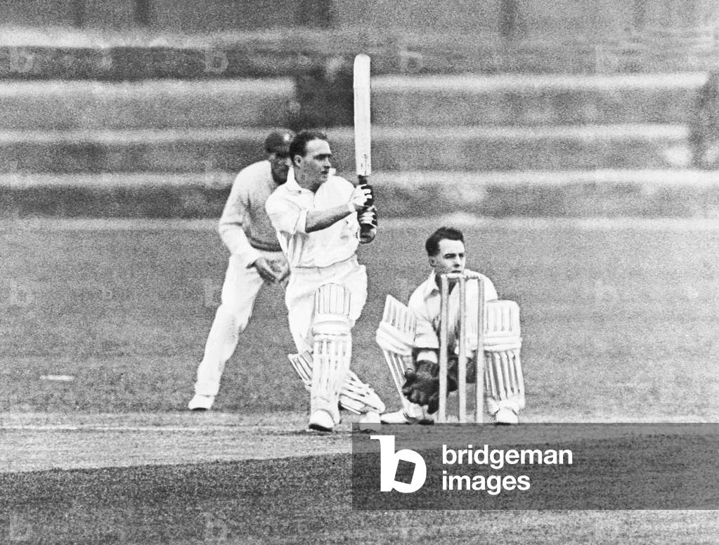 Essex v. New Zealand. Charles Stewart Dempster batting for New Zealand (b/w photo)