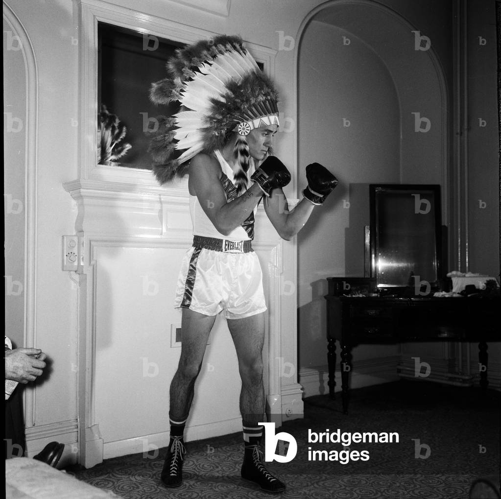 American boxer Jimmy Caldwell who is in London for the Amateur boxing match between the USA and England at Wembley, 2nd November 1961 (b/w photo)