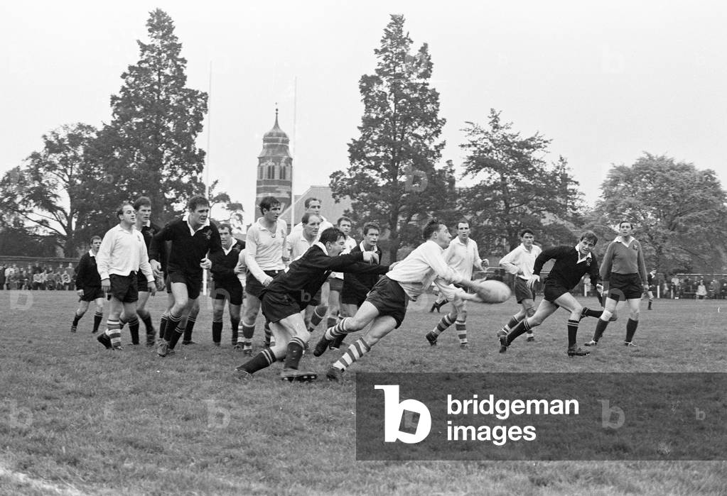 Warwick v London Wasps, Rugby Union match at Rugby School, Rugby, Warwickshire, October 1966 (b/w photo)