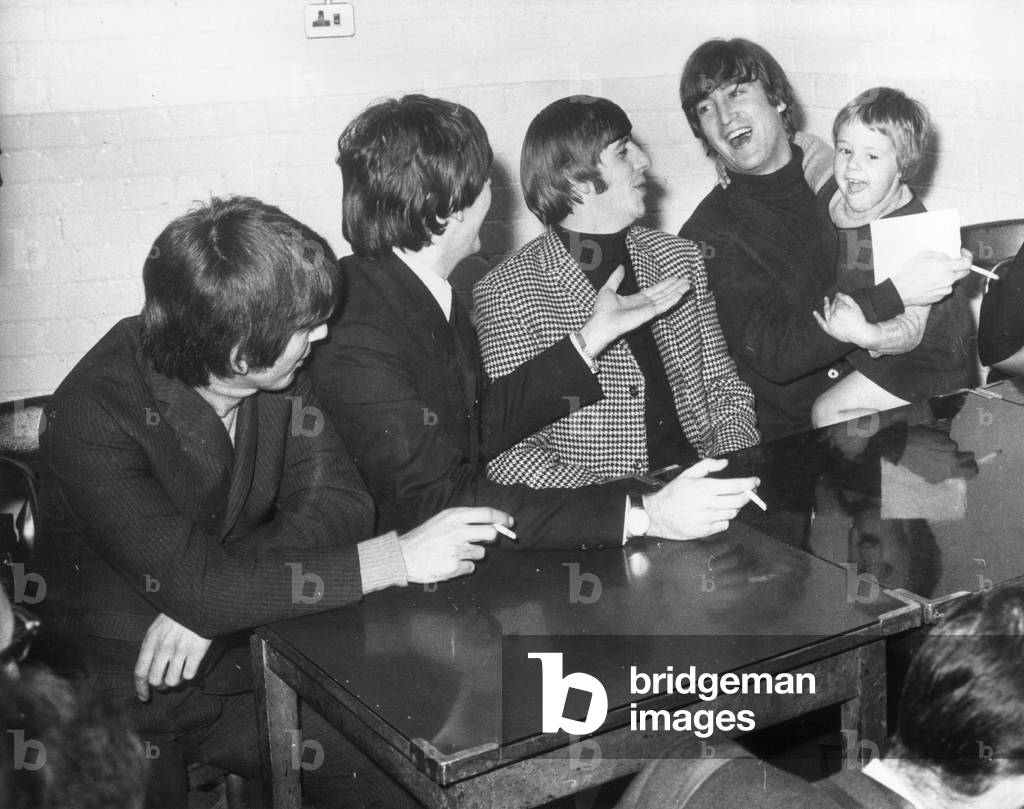 The Beatles backstage at the De Montford Hall in Leicester 10th October 1964.