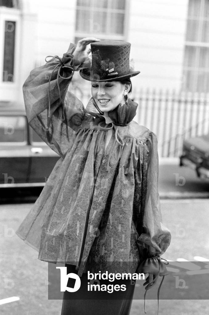 Mannequins modelling the latest London Designer Collection for London Fashion Week, April 1975 (b/w photo)