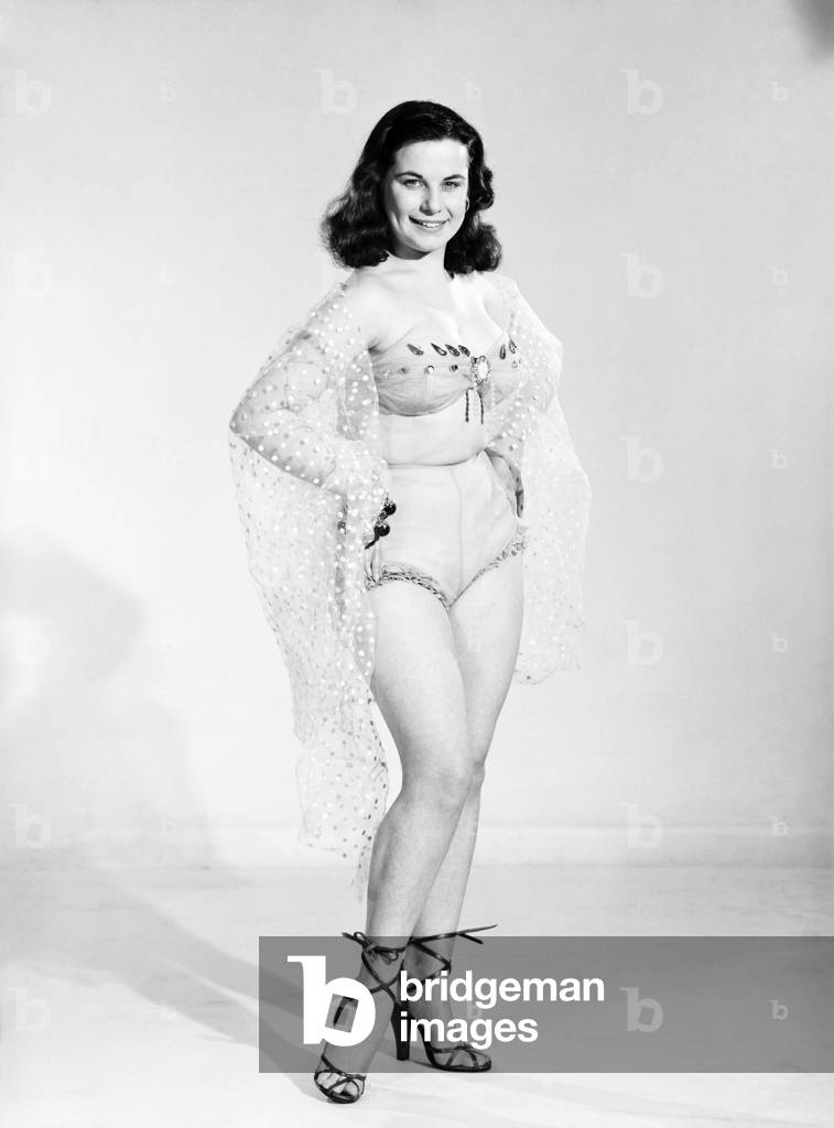 Clothing: Fashion: Underwear: Bra and knickers, 1966 (b/w photo)