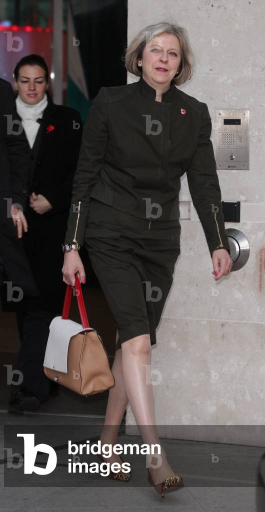 London, UK, 10 November 2014: Theresa May, Home Secretary seen leaving the BBC building in London, England, 2014 (photo)