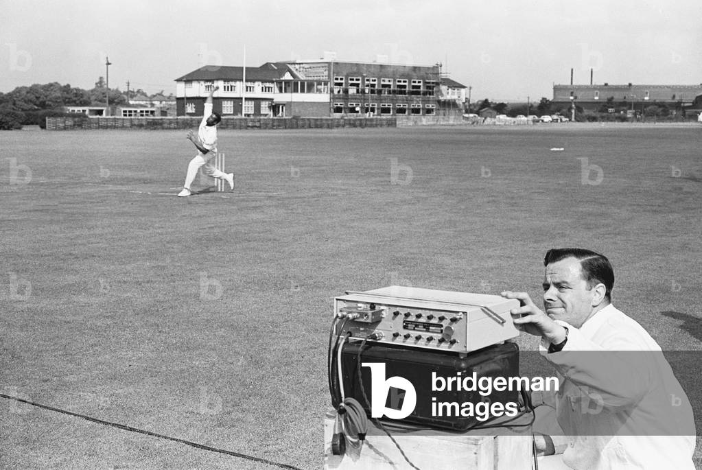 Bowling speed test using an electronic device to measure the speed.
15th August 1966.