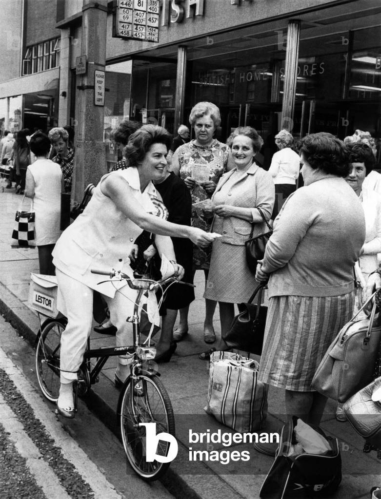Slough - General Election 1970: The Candidate on a Bike. June 1970 (photo)