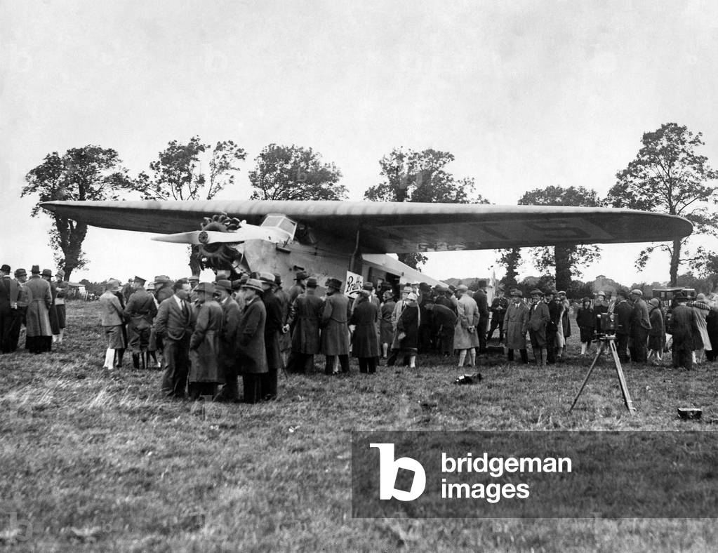This Fokker F.VIIA named Princess Xenia surrounded by crowds before leaving Baldonnel Aerodrome, Dublin on 16th September 1927 before an attempt to cross the North Atlantic from East to West.