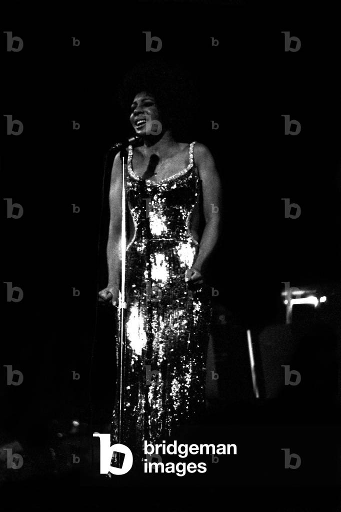 Shirley Bassey performing on stage in concert at Newcastle City Hall, 30th April 1971